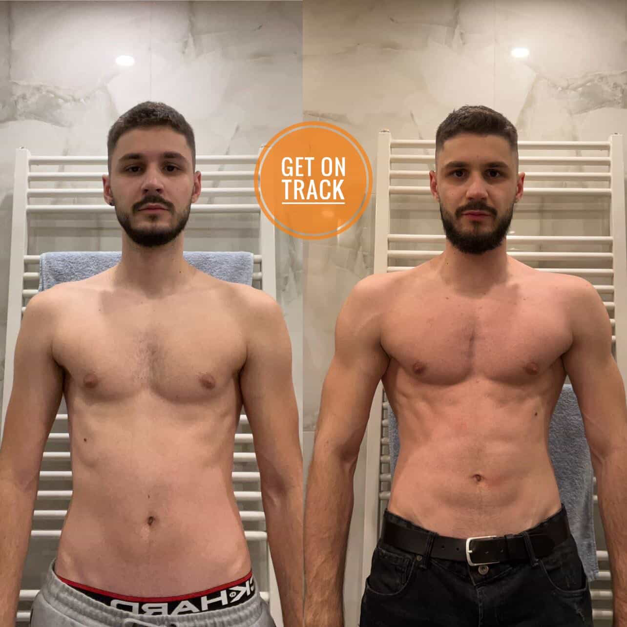 Male client body transformation — before and after