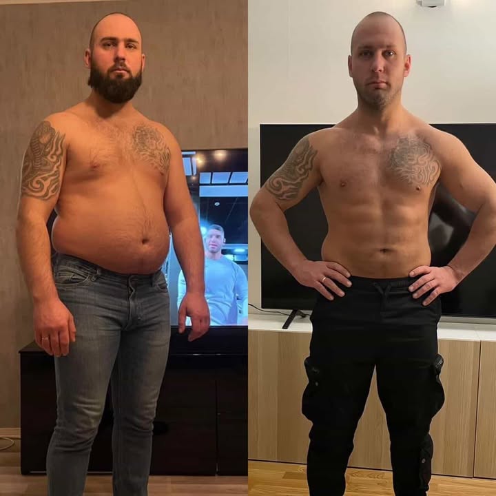 Male client body transformation — before and after