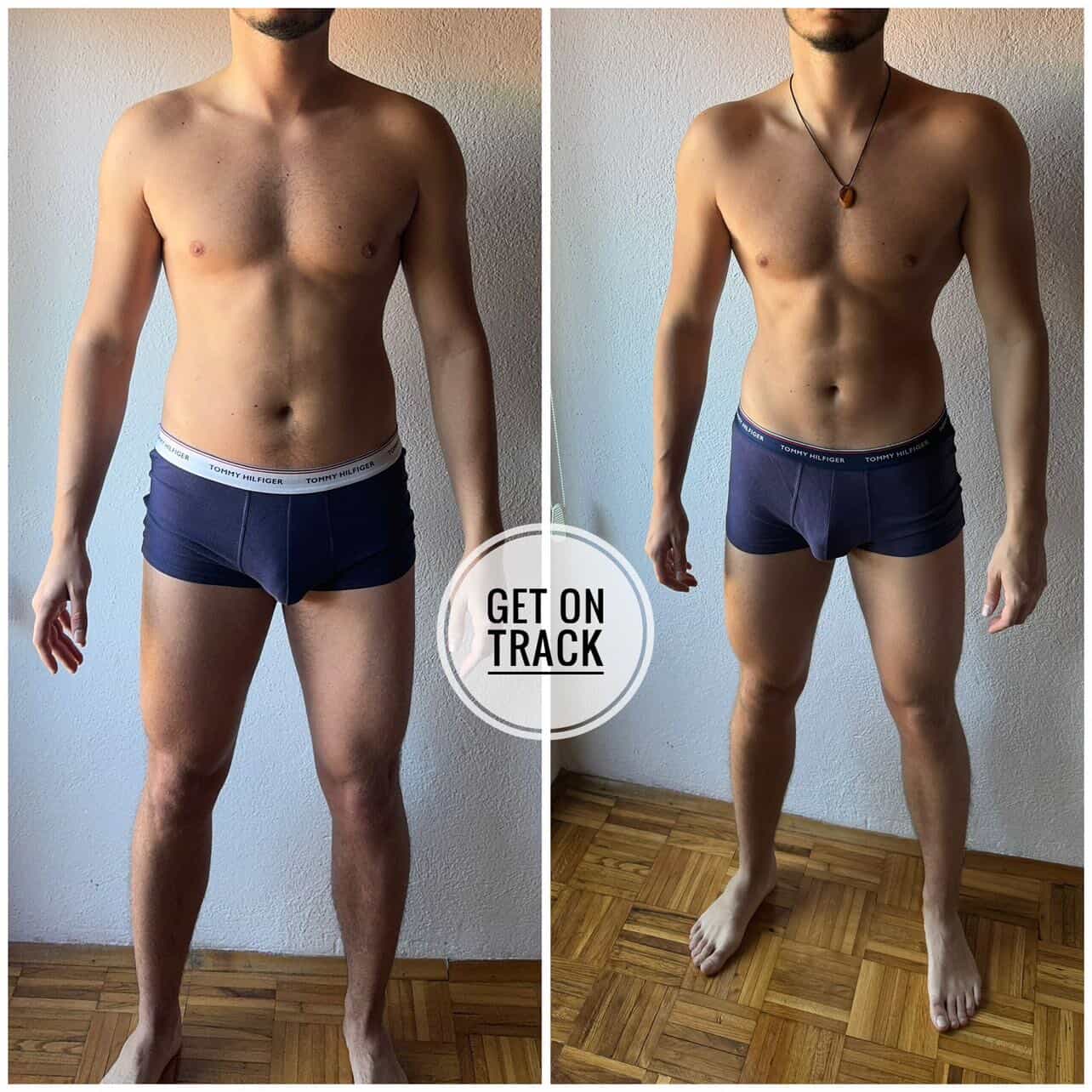Male client body transformation — before and after