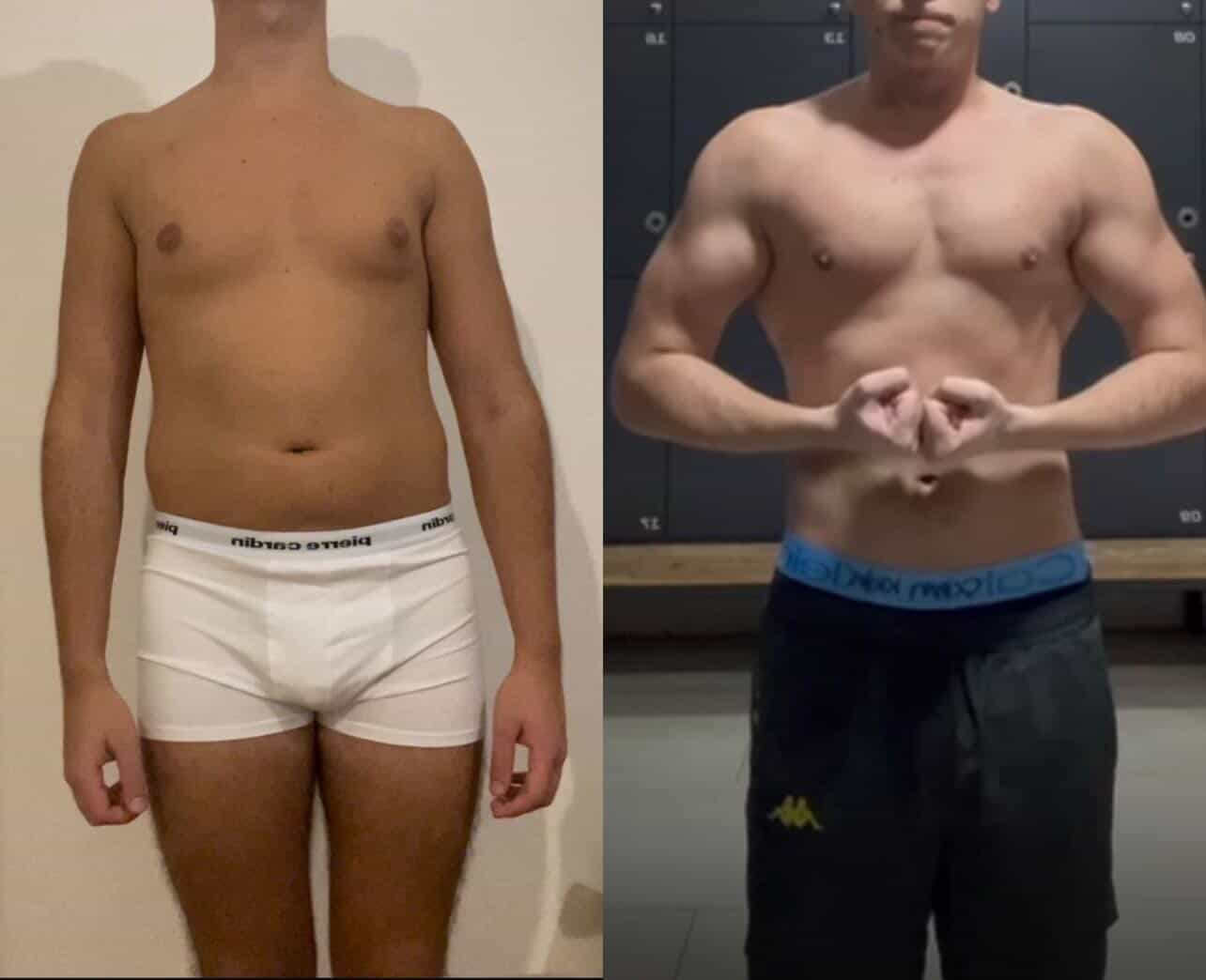 Male client body transformation — before and after
