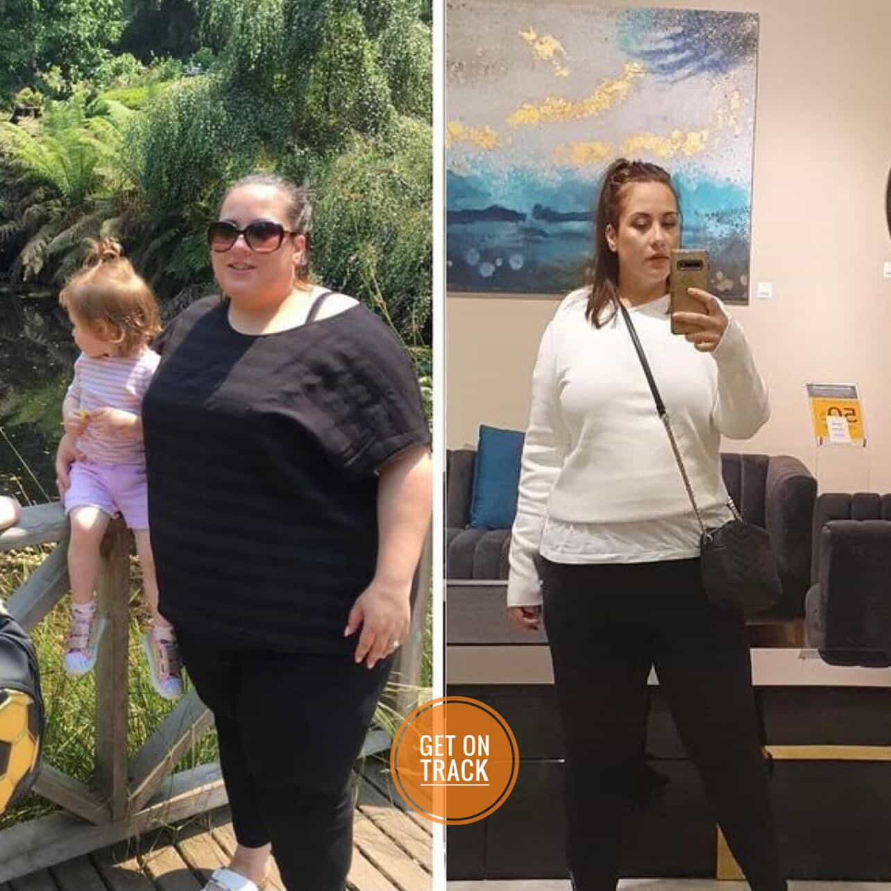 Female client body transformation — before and after