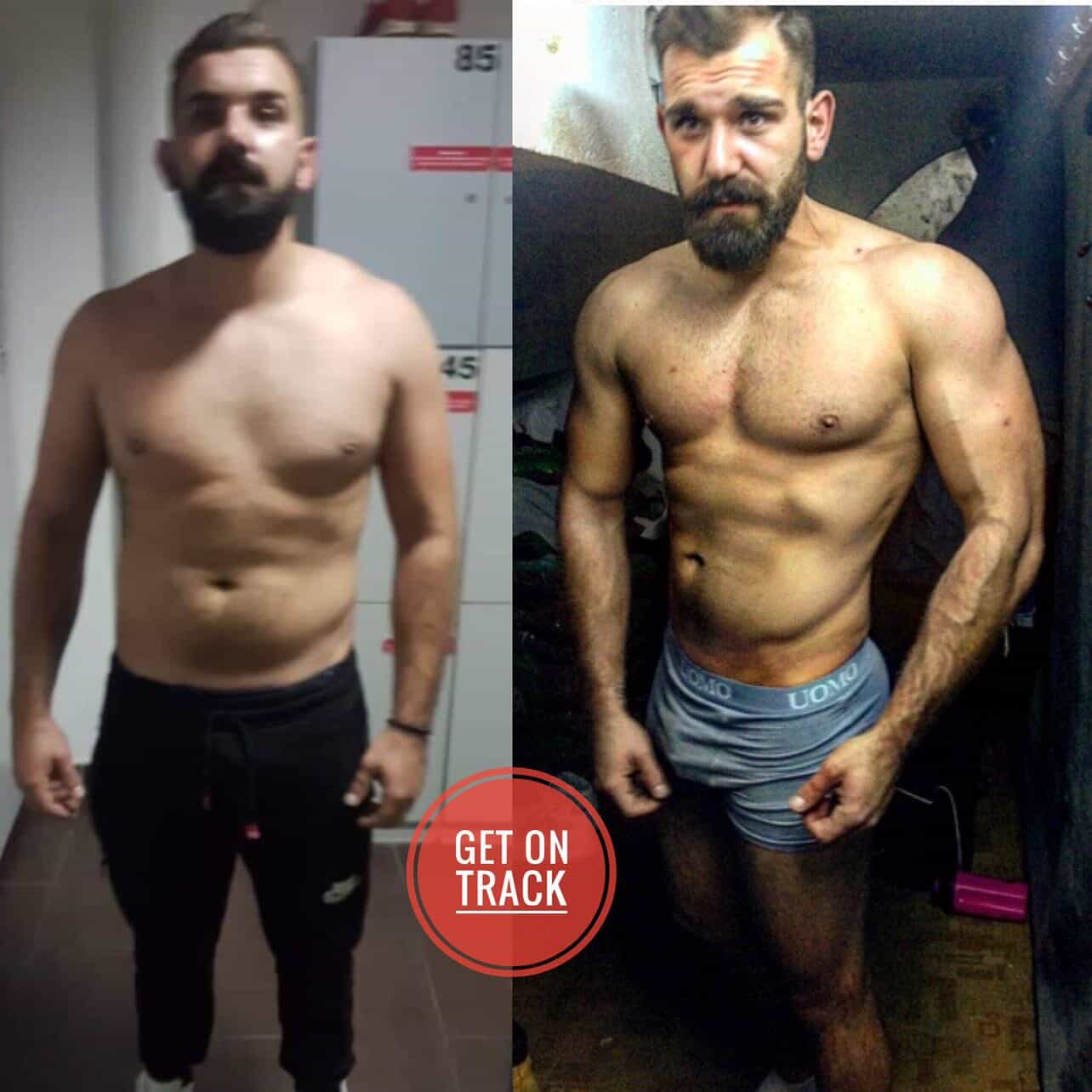 Male client body transformation — before and after