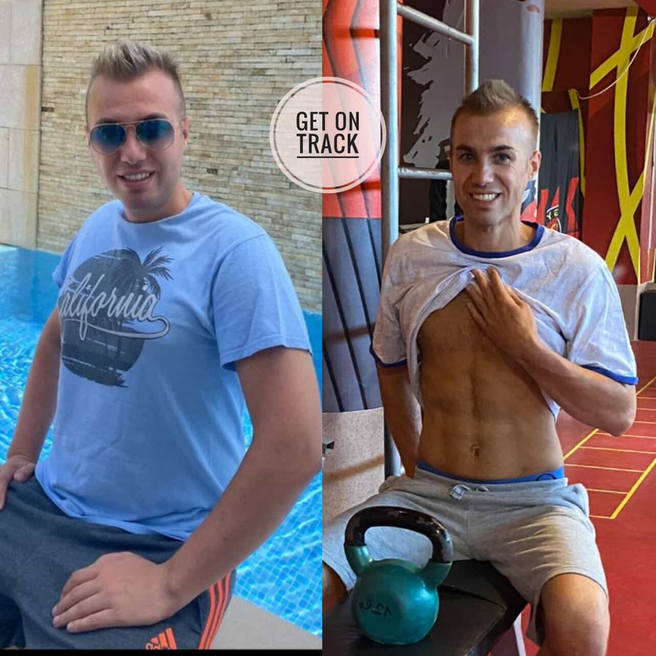 Male client body transformation — before and after